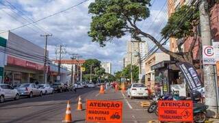 Sinalização de trecho ainda em obras no centro da Capital (Foto: Divulgação | PMCG)