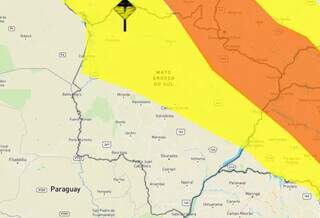 Inmet emitiu dois alertas meteorológicos para 36 cidades de Mato Grosso do Sul (Foto: Reprodução/Inmet)
