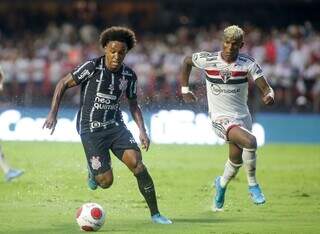 Lance do primeiro confronte entre as equipes pelo Paulistão 2022 (Foto: Agência Corinthians)