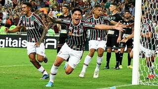 Comemoração dos jogadores do Fluminense em campo. (Foto: Mailson Santana/FFC)