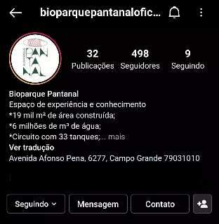 Bioparque Pantanal inaugura perfil oficial no Instagram