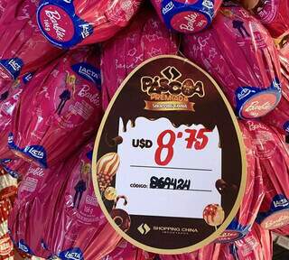 Ovo de páscoa Lacta da Barbie com 166 gramas, no Shopping China (Foto: Divulgação/Shopping China)