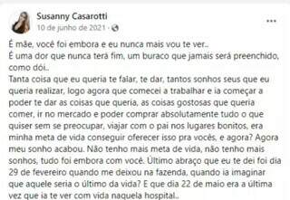 &ldquo;Como d&oacute;i&rdquo;: zootecnista que morreu em acidente havia perdido m&atilde;e em 2021