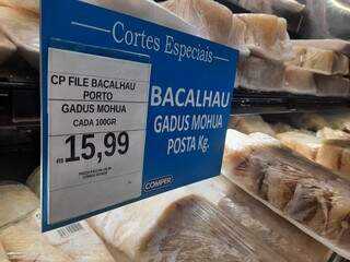Bacalhau Gadus Mohua, em supermercado da Capital. (Foto: Caroline Maldonado)