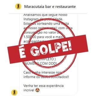 Conta fake usa nome de bar e restaurante para aplicar golpes em Campo Grande.