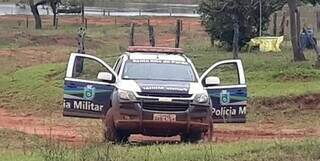 Polícia Militar na região onde ocorreu o crime. (Foto: Sidrolândia News)