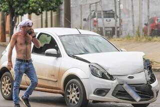 Rogério Conde conduzia o Ford Ka, que foi atingido por Tiggo. (Foto: Marcos Maluf)