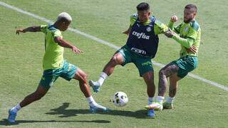 Elenco do Verdão em treinamento antes da partida contra o Flamengo. (Foto: Cesar Greco/Palmeiras)