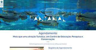 Site de agendamento para visitar Bioparque Pantanal. (Foto: Reprodução)