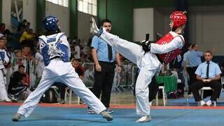 Atletas de MS durante disputa de taekwondo. (Foto: Divulgação | Fundesporte)