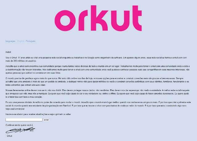 Orkut anuncia retorno de cara nova e já faz cadastro de usuários
