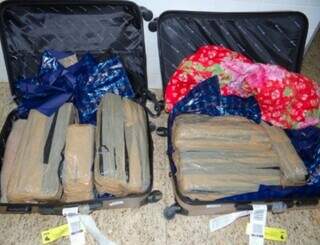 Estudante levava drogas em duas malas, que iriam até São Luís (MA). (Foto: Reprodução/TJMS)