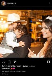 Tatiele Toro publicou foto com o marido, Aleksandro, e com o filho do casal. (Foto: Redes Sociais)