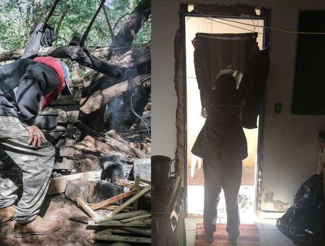 Saco pl&aacute;stico na porta e forno de tijolos: o improviso da escassez contra o frio
