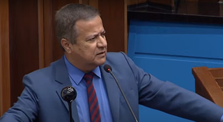 Deputado Amarildo Cruz (PT) durante sessão na Assembleia Legislativa hoje. (Imagem: Reprodução/Youtube)