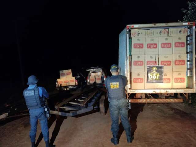 A&ccedil;&atilde;o conjunta apreende ve&iacute;culos roubados e 20 mil caixas de cigarros do Paraguai