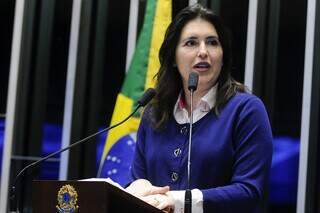 Senadora Simone Tebet (MDB) durante discurso.(Foto: Moreira Mariz/Agência Senado)
