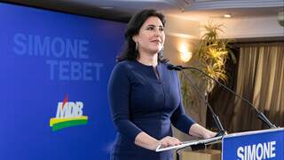 Simone Tebet em lançamento de pré-candidatura à presidência. (Foto: Divulgação MDB Nacional)
