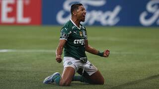 Atacante Rony, do Palmeiras, comemora gol sobre o Táchira. (Foto: Divulgação)