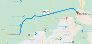 No mapa, a via começa nomeada apenas como Rodoanel e a partir do cruzamento com a MS-010, chama-se Anel Rodoviário Doutor Ricardo Trad. (Foto: Reprodução/Google Maps)