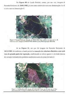 Imagens de satélite mostram derrubada de madeira. (Foto: Reprodução do processo)