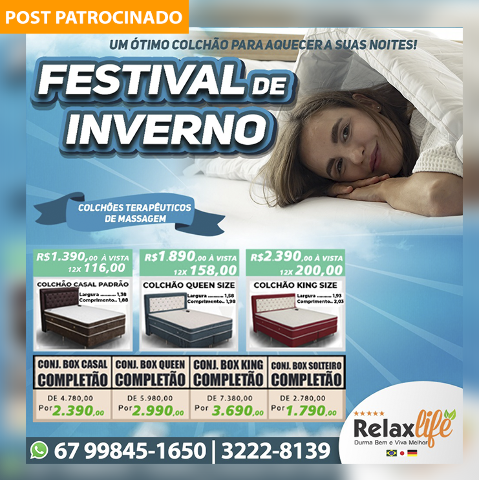 Festival de Inverno tem colchão de massagem de R$ 2.990 por R$ 1.390 