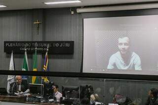 Marco Antônio durante julgamento por videoconferência (Foto: Henrique Kawaminami) 