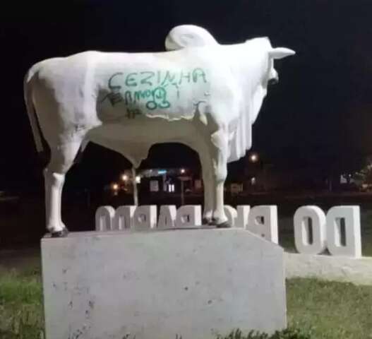 &quot;Cezinha&quot; &eacute; suspeito de pichar monumento do boi com autodeclara&ccedil;&atilde;o de amor