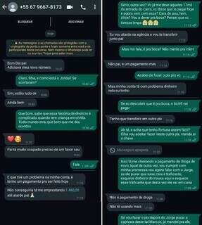 Mensagens trocadas entre golpista e Erasmo Neto. (Foto: Reprodução)