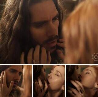 Cenas do beijo que rolou no episódio de ontem. (Foto: Reprodução TV Globo)