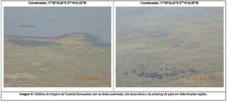 Imagens da Fazenda Bonsucesso em área queimada e posteriomente usada para pasto. (Foto: Reprodução processo)