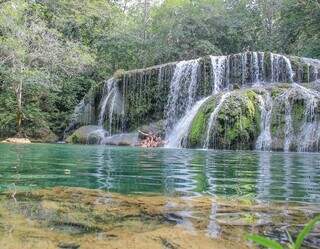 Uma das dez cachoeiras da Estancia Mimosa, localizada no município de Bonito, em Mato Grosso do Sul - Foto: Divulgação/Grupo Rio da Prata