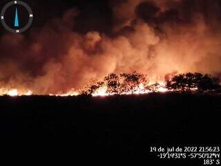 Foco de incêndio registrado em Corumbá. (Foto: Corpo de Bombeiros Militar)