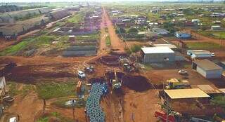 Imagem aérea do local das obras no distrito. (Foto: Divulgação) 