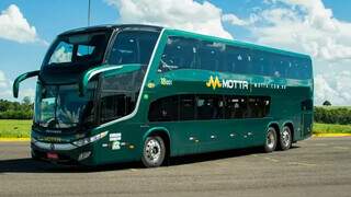 Ônibus da Viação Motta, empresa com vagas para contratação imediata. (Foto: Reprodução | 24h News)
