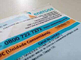 Conta de energia da concessionária Energisa enviada aos consumidores. (Foto: Arquivo)