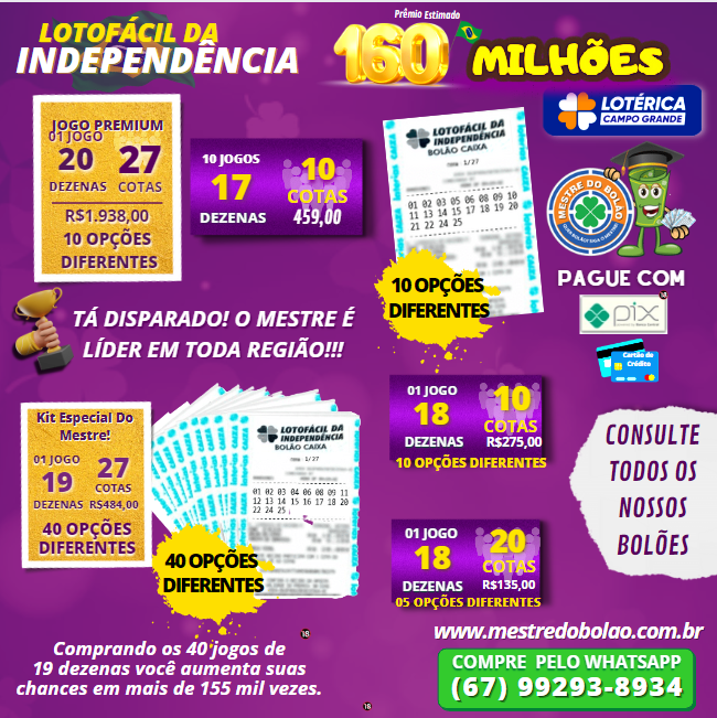 BOLÃO DE 20 DEZENAS GRÁTIS PARA LOTOFÁCIL DA INDEPENDÊNCIA 2022! SAIBA COMO  GANHAR AQUI! 