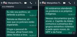 Print do celular de Videira mostra diálogo com Marquinhos Trad. (Foto: Reprodução)