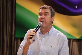 Pronunciamento do candidato ao governo do Estado, Eduardo Riedel (PSDB). (Foto: Alex Machado)