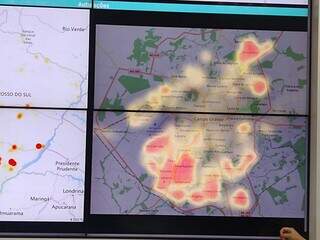 Mapa de ocorrências de furtos de energia em Campo Grande, mapeados pela Energisa. (Foto: Cleber Gellio)