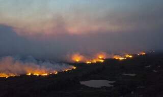 Incêndios florestais entre os municípios de Miranda e Corumbá. (Foto: Chico Ribeiro/Governo de Mato Grosso do Sul)