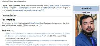 Página do Wikipédia contintua com dados do falso atentado investigado pela Polícia Federal. (Foto: Reprodução)