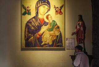 Quadro da Nossa Senhora do Perpétuo Socorro, na Paróquia de Campo Grande. (Foto: Henrique Kawaminami/Arquivo)