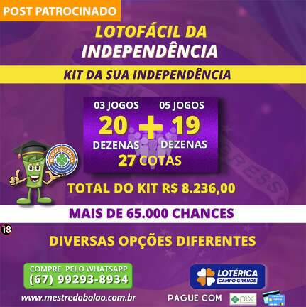 Lotofácil da Independência aumenta prêmio para R$ 170 milhões e pode subir mais