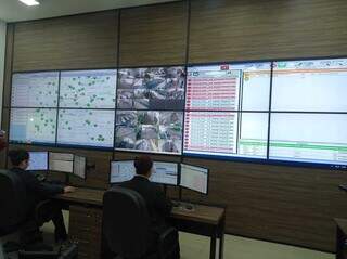 Central de monitoramento mostra imagens de escolas da Rede Estadual de Ensino em tempo real. (Foto: Gabriela Couto)