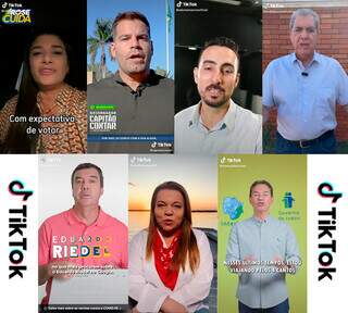 Montagem com colagens dos vídeos postados nos perfis dos candidatos ao governo no tik tok. (Foto: Ilustação)