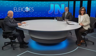 Lula, Bonner e Renata no estúdio, antes do início da entrevista. (Foto: Marcos Serra Lima/g1)