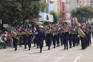 Banda da Guarda Municipal no desfile de 2019 (Foto: Arquivo)