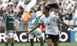 Jaqueline comemora gol marcado no dérbi paulista neste sábado. (Foto: Reprodução/Corinthians)