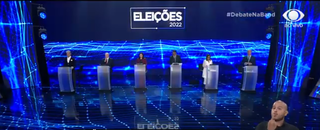 Candidatos à presidência durante o debate desta noite (28). (Foto: Reprodução/Youtube) 